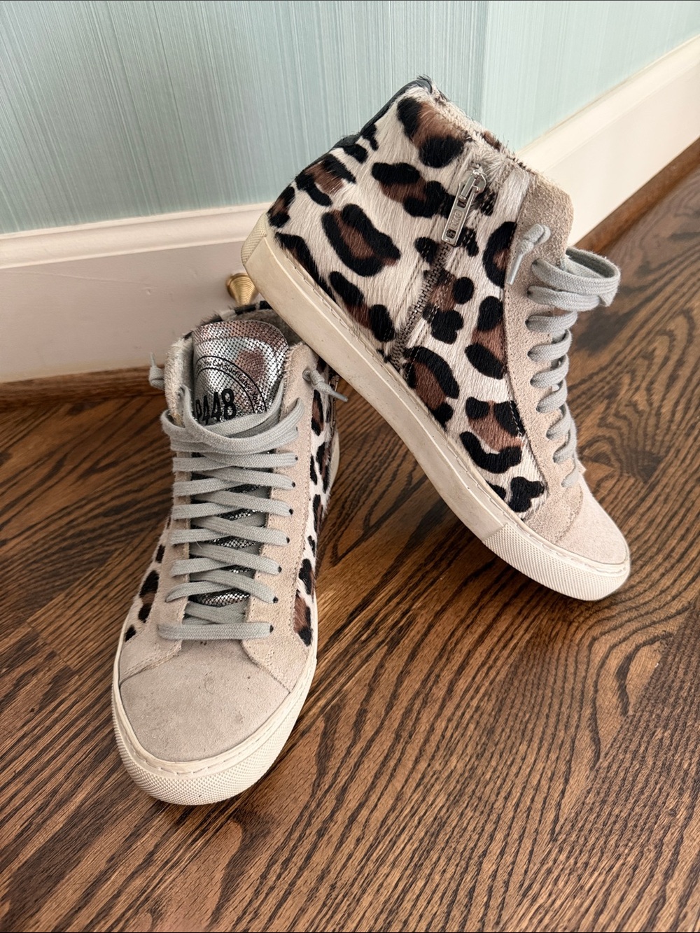 Golden Goose-Inspired Leopard High-Top Sneakers in Beige and Brown